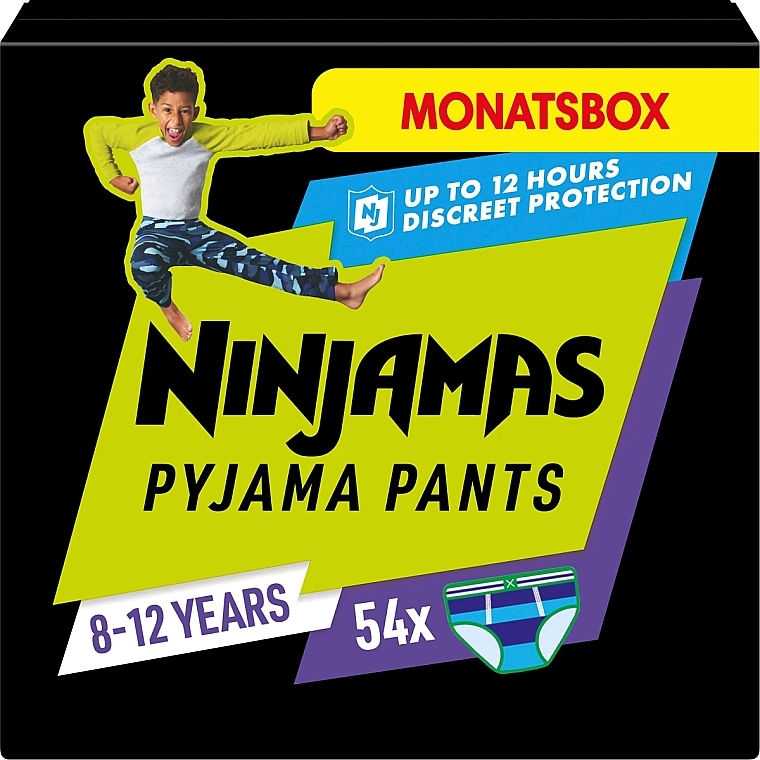 Pieluchomajtki Ninjamas Pyjama Boy Pants, 8-12 lat (27-43 kg), 54 szt. - Pampers — Zdjęcie N1
