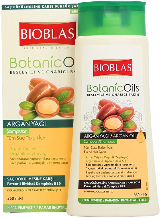PRZECENA! Szampon przeciw wypadaniu włosów z olejkiem arganowym - Bioblas Botanic Oils Argan Oil Shampoo * — Zdjęcie N2