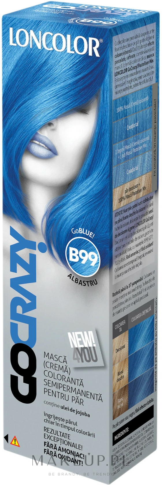 Półtrwała farba do włosów - Loncolor GoCRAZY! — Zdjęcie B99 - GoBlue!