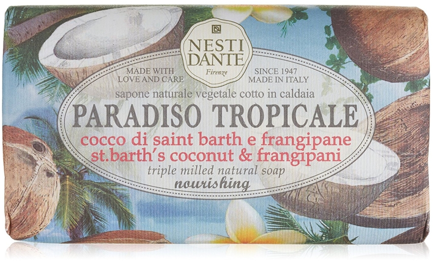 Naturalne mydło odżywcze w kostce Kokos i plumeria - Nesti Dante Paradiso Tropicale Nourishing
