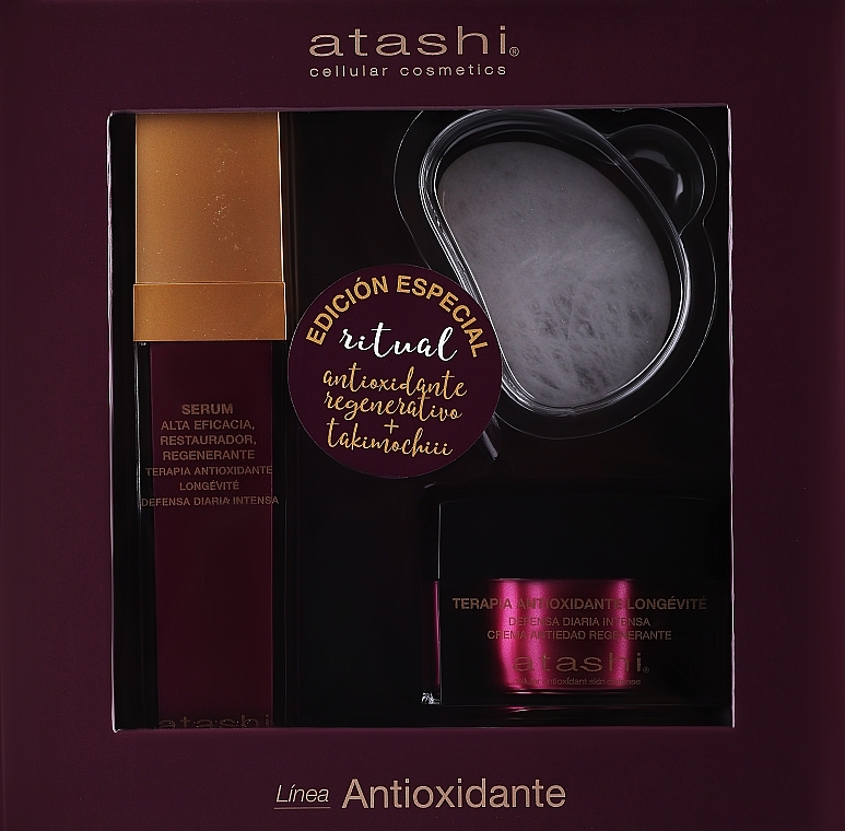 Zestaw - Atashi Antioxidant (ser/50ml +f/cr/50ml + gua sha) — Zdjęcie N1
