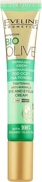 Napinający krem przeciwzmarszczkowy pod oczy i na powieki - Eveline Cosmetics Bio Olive — Zdjęcie N2
