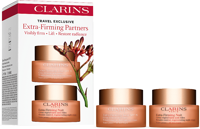 Zestaw do pielęgnacji twarzy - Clarins Travel Exclusive Extra-Firming Partners Set (cr/2x50ml) — Zdjęcie N1