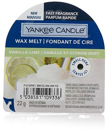 Wosk zapachowy - Yankee Candle Vanilla Lime Wax Melt — Zdjęcie N1