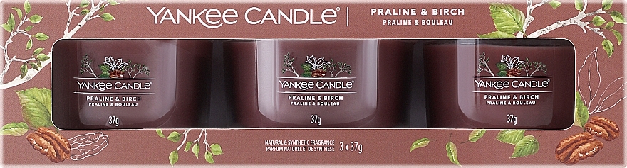 Zestaw - Yankee Candle Praline & Birch (candle/3x37g) — Zdjęcie N1
