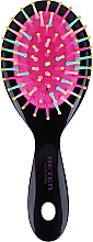 Szczotka do włosów, włosie nylonowe z okrągłą końcówką, czarno-różowa - Beter Mini Cushion Brush — Zdjęcie N2