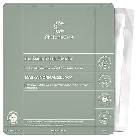 Normalizująca maska w płachcie do twarzy - Chitone Care Balancing Sheet Mask — Zdjęcie N1