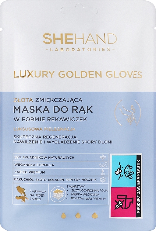 Zmiękczająca maska do rąk w formie rękawiczek - SheHand Luxury Golden Gloves — Zdjęcie N1