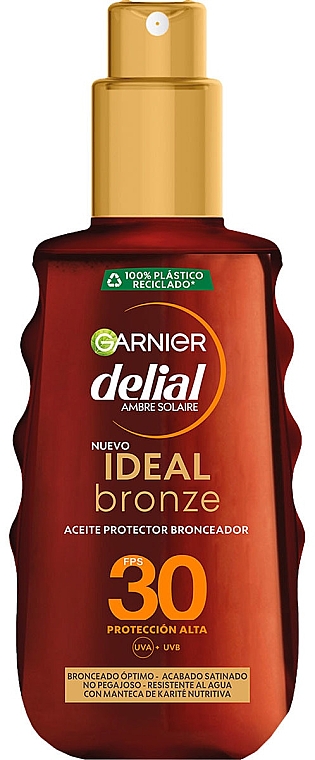 Olejek przeciwsłoneczny w sprayu - Garnier Delial Ambre Solaire Ideal Bronze Protective Oil Spray SPF30 — Zdjęcie N1