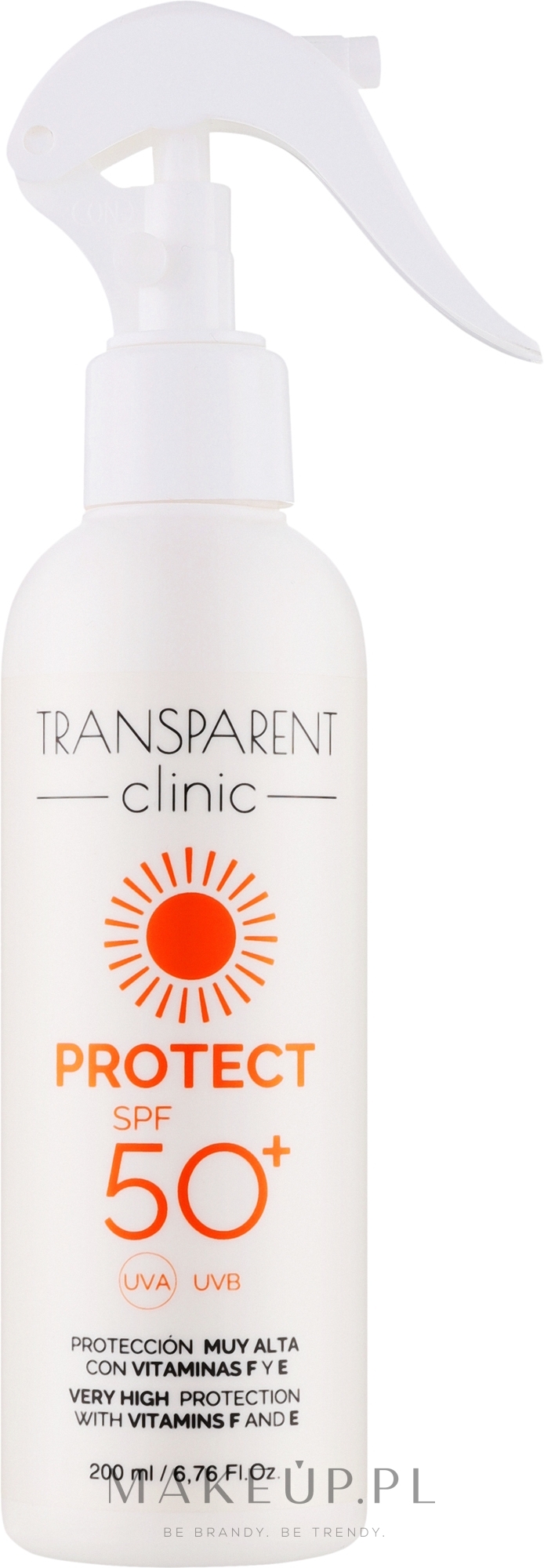 Spray do ciała z filtrem przeciwsłonecznym - Transparent Clinic Protect SPF50+ — Zdjęcie 200 ml