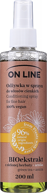 Odżywka w sprayu do włosów cienkich Zielona herbata i arnika - On Line Green Tea + Arnika Conditioning Spray — Zdjęcie N2
