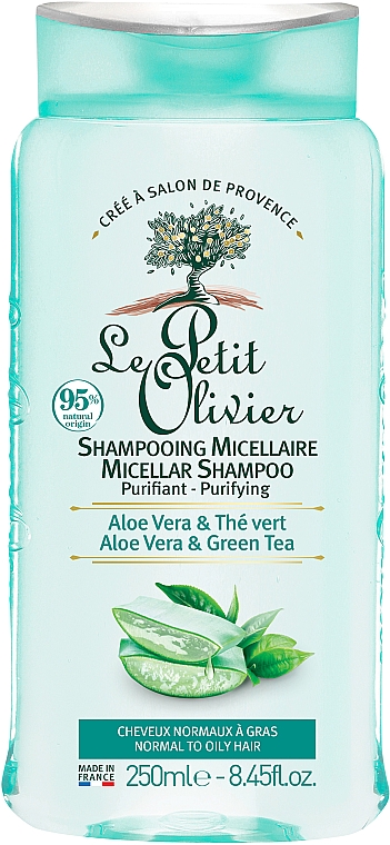 Szampon do włosów normalnych i przetłuszczających się - Le Petit Olivier Aloe Vera & Green Tea