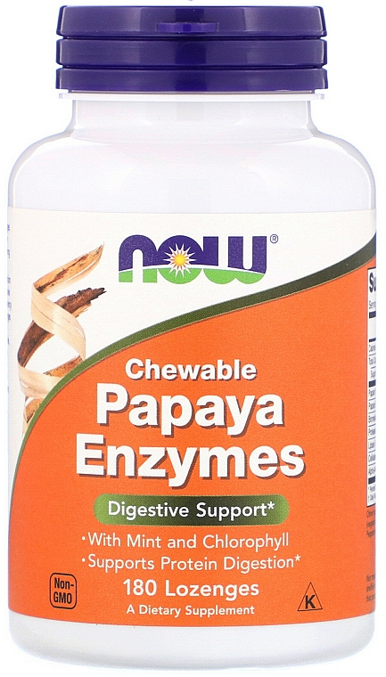 Kapsułki Enzymy papai - Now Foods Chewable Papaya Enzymes — Zdjęcie N1