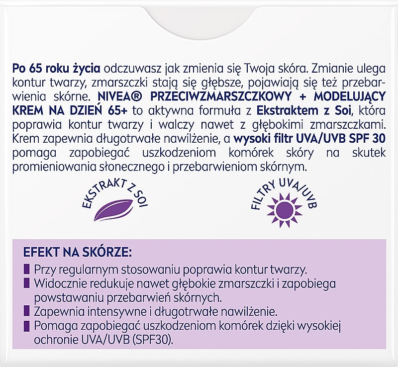 PRZECENA! Przeciwzmarszczkowy + modelujący krem na dzień SPF 30 65+ - NIVEA * — Zdjęcie N4