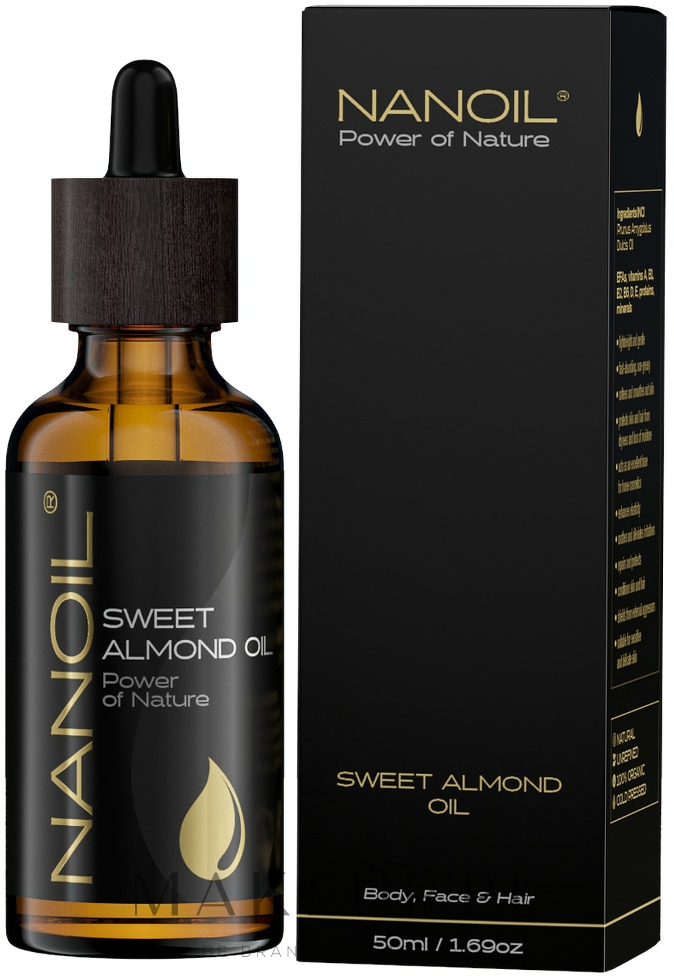 Olej ze słodkich migdałów - Nanoil Body Face and Hair Sweet Almond Oil — Zdjęcie 50 ml