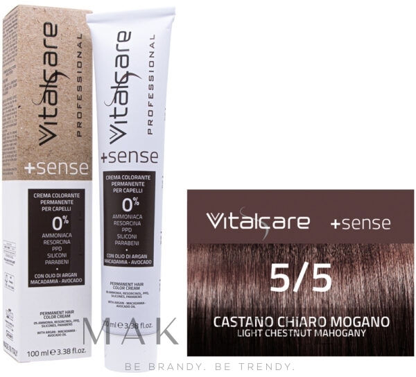 Farba do włosów bez amoniaku - VitalCare Crema Colorante +Sense — Zdjęcie 5/5 - Light Chestnut Mahogany