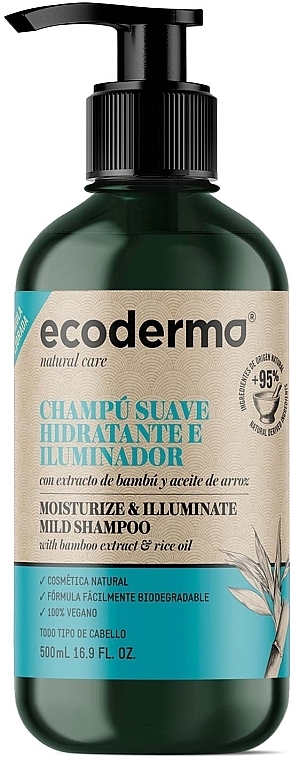 Nawilżający szampon nabłyszczający do włosów - Ecoderma Moisturize & Illuminate Mild Shampoo — Zdjęcie N1