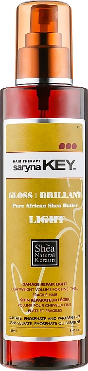 Spray nabłyszczający do włosów zniszczonych - Saryna Key Gloss Brillant Pure African Shea Butter Light — Zdjęcie N2