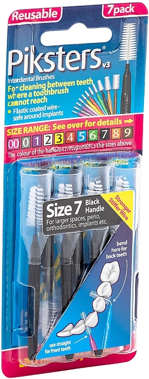 Szczoteczki międzyzębowe 7, czarne, 7 sztuk - Piksters Interdental Brushes Black Size 7 — Zdjęcie N2