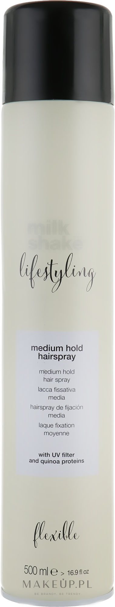 Lakier do włosów z masłem shea, olejem arganowym i pantenolem - Milk Shake Lifestyling Hairspray Medium Hold — Zdjęcie 500 ml