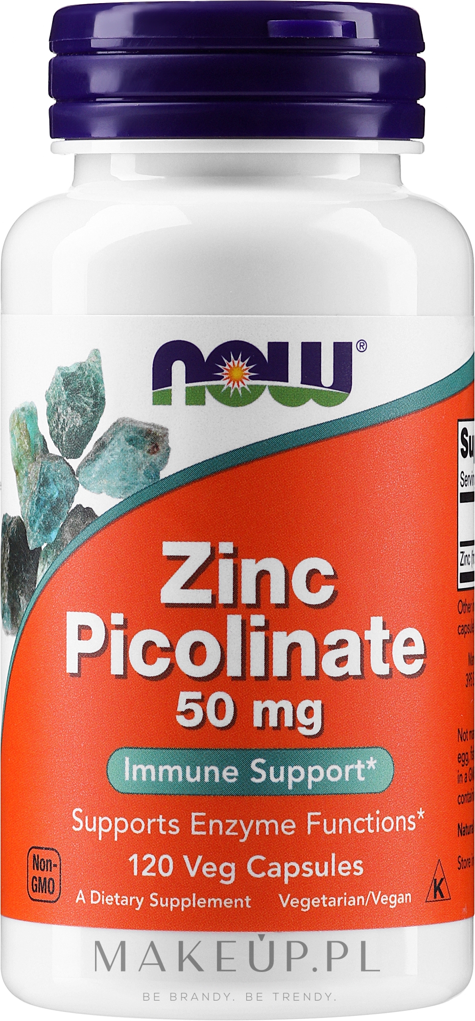 Suplement diety w kapsułkach z cynkiem, 50 mg - Now Foods Zinc Picolinate 50mg Veg Capsules — Zdjęcie 120 szt.