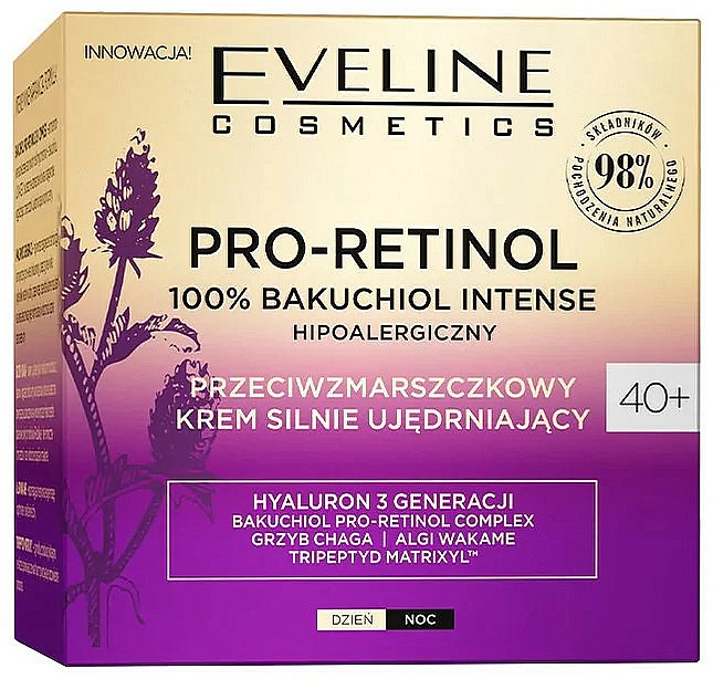 Odmładzający krem silnie ujędrniający 40+ - Eveline Cosmetics Pro-Retinol 100% Bakuchiol Firming Cream — Zdjęcie N1