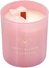 Świeca sojowa z kwarcem różowym i różą - Crystallove Soy Candle With Rose Quartz And Rose — Zdjęcie N1