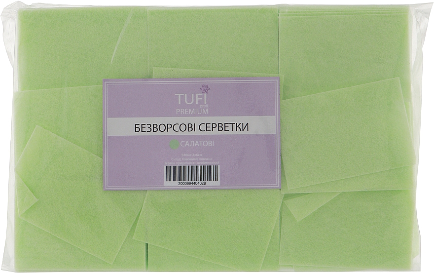 Niestrzępiące się serwetki 4 x 6 cm, 540 szt, jasnozielone - Tufi Profi Premium — Zdjęcie N1