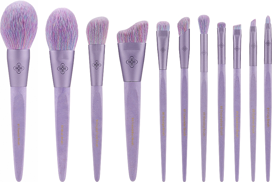 Zestaw pędzli do makijażu, 11 szt. - Eigshow Beauty Eco Pro Bamboo Fiber Purple Brush Kit — Zdjęcie N1
