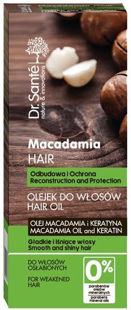 Odbudowujący olejek ochronny z olejem macadamia i keratyną do włosów osłabionych - Dr Sante Macadamia Hair
