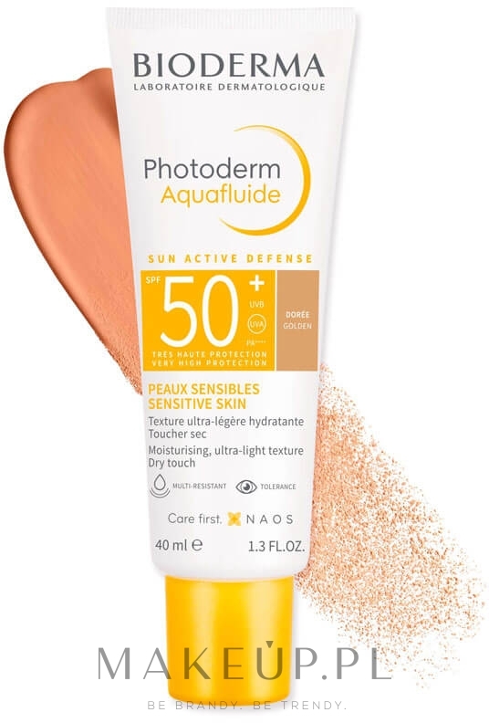 Podkład do twarzy z filtrem przeciwsłonecznym - Bioderma Photoderm Aquafluide SPF50+ — Zdjęcie Golden