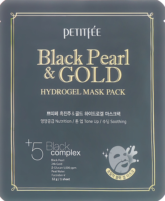 Hydrożelowa maska do twarzy ze złotem i czarną perłą - Petitfée & Koelf Black Pearl & Gold Hydrogel Mask Pack — Zdjęcie N4