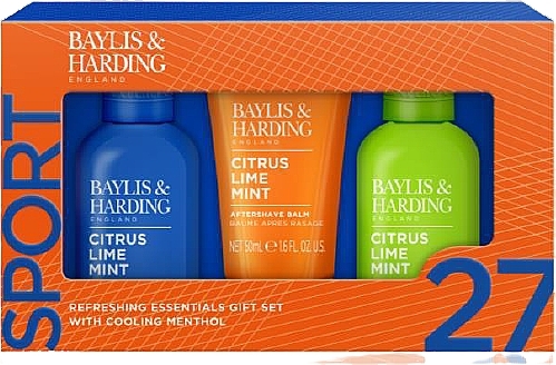 Zestaw - Baylis & Harding Citrus Lime Mint Refreshing Essentials Trio Gift Set (hair/body/wash/100ml + ash/balm/50ml + f/wash/100ml) — Zdjęcie N1