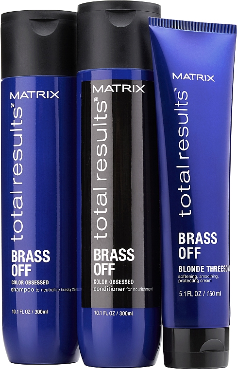 Odżywczy krem termoochronny bez spłukiwania do włosów jasnych - Matrix Total Results Brass Off Blonde Threesome — Zdjęcie N3