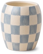 Świeca zapachowa Bawełna i teak, niebieska - Paddywax Checkered Porcelain Candle Light Blue Cotton & Teak — Zdjęcie N1