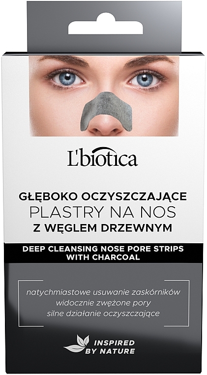 Głęboko oczyszczające plastry na nos z węglem drzewnym - L'biotica — Zdjęcie N1