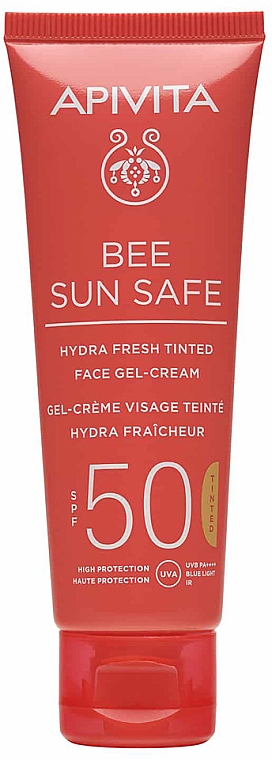 Nawilżający krem ochronny w żelu SPF 50 - Apivita Bee Sun Safe Hydra Fresh Tinted Face Gel-Cream