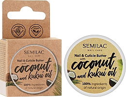 Masełko do skórek i paznokci z olejkiem kokosowym - Semilac Nail Care Coconut and Kukui Oil — Zdjęcie N2