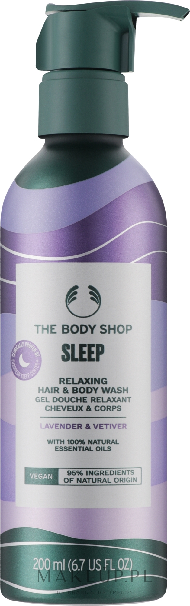 Szampon i żel pod prysznic - The Body Shop Lavender & Vetiver Sleep Relaxing Hair & Body Wash  — Zdjęcie 200 ml