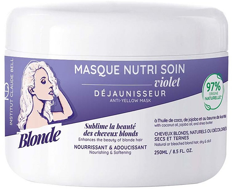 Lekka maska ​​do włosów - Institut Claude Bell Blonde Nourishing & Softening Violet Mask — Zdjęcie N1