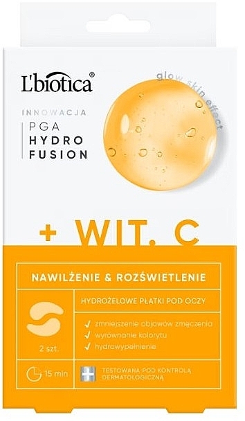 Hydrożelowe płatki pod oczy z witaminą C - L'biotica PGA Hydro Fusion — Zdjęcie N1