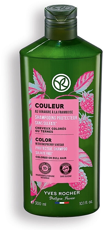 Szampon chroniący kolor włosów farbowanych z octem malinowym - Yves Rocher Color With Raspberry Vinegar Protective Shampoo — Zdjęcie N1
