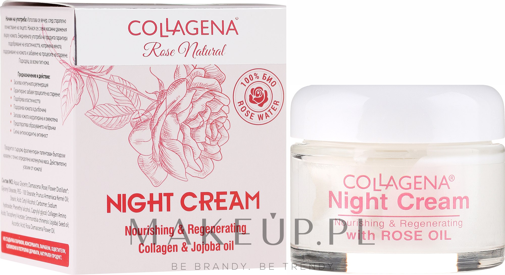 Krem do twarzy na noc z kolagenem i olejem jojoba - Collagena Rose Natural Night Cream — Zdjęcie 50 ml
