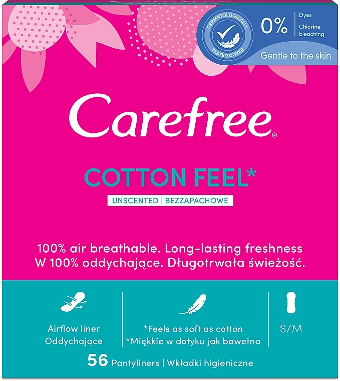 Wkładki higieniczne, 56 szt. - Carefree Cotton Unscented — Zdjęcie N1