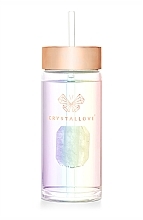 Szklana holograficzna butelka na wodę z kryształem górskim i słomką, 400 ml - Crystallove Glass Hologram Water Bottle with Rock Crystal and Straw — Zdjęcie N6