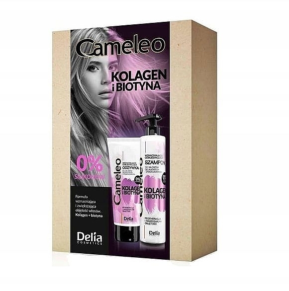 Zestaw - Delia Cosmetics Cameleo Collagen And Biotin (sham/250ml + cond/200ml) — Zdjęcie N1