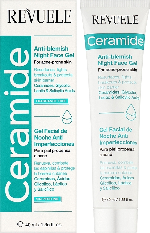 Żel na noc do skóry skłonnej do trądziku - Revuele Ceramide Anti-Blemish Night Face Gel For Acne-Prone Skin — Zdjęcie N2