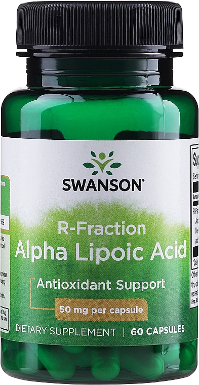 Kwas R-alfa-liponowy 50 mg, 60 szt. - Swanson Regular Strength R-Fraction Alpha Lipoic Acid — Zdjęcie N1