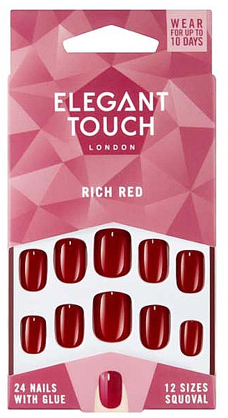 Sztuczne paznokcie - Elegant Touch Rich Red False Nails — Zdjęcie N1