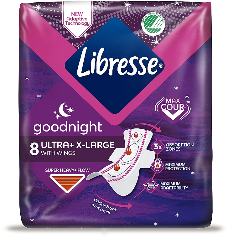 Podpaski higieniczne na noc 8 szt. - Libresse Ultra Thin Goodnight Extra Soft — Zdjęcie N2